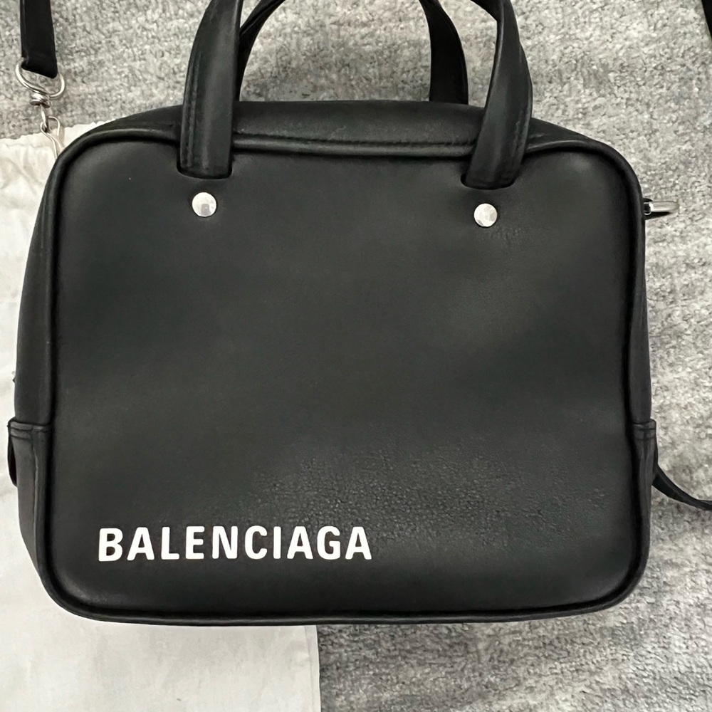 Balenciaga black leather cross-body bag